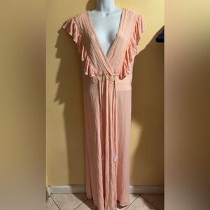 Peach Ruffled Maxi Dress